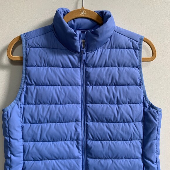 J. Crew Puffer Vest Women's Size Small Full Zip Mock Neck Periwinkle Blue Preppy - Picture 2 of 9